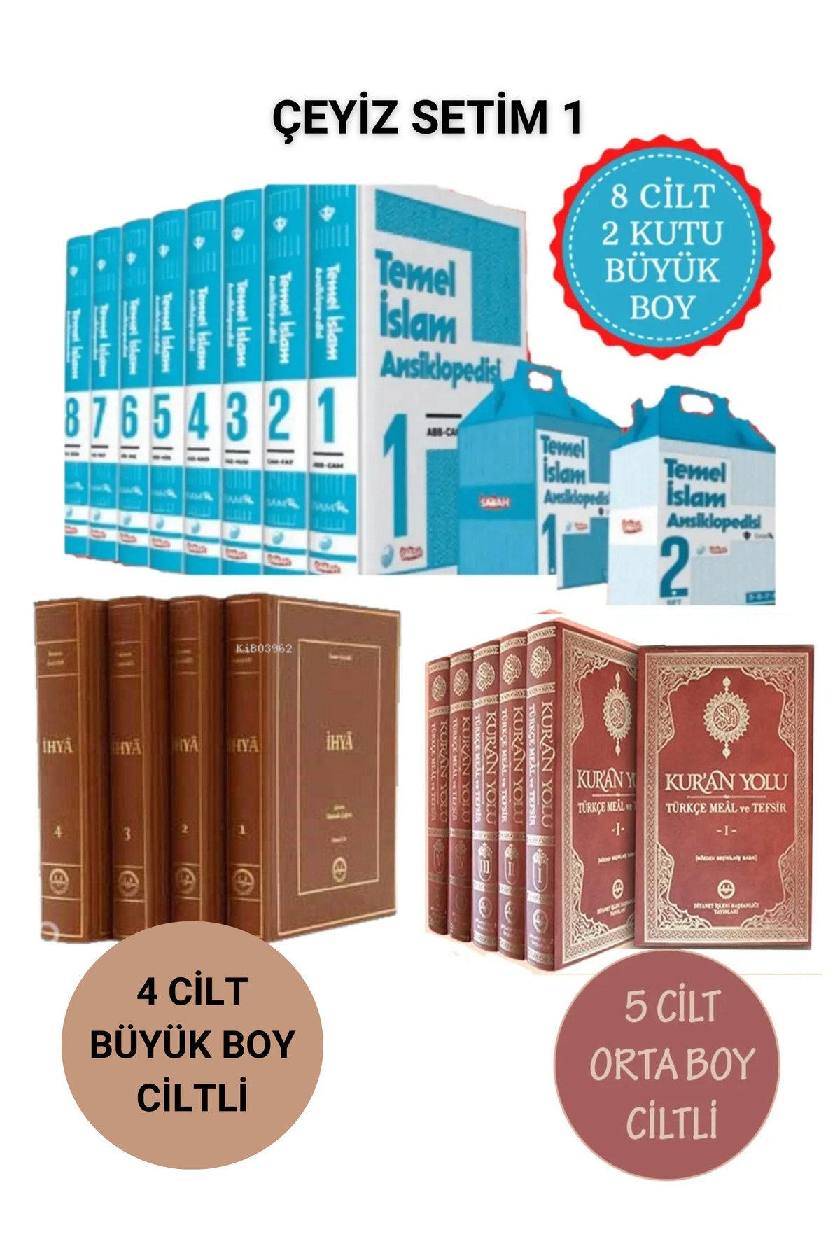 Kuran Yolu Tefsiri - İhyau Ulumiddin - Temel Islam Ansiklopedisi 3 Lü Set 17 Cilt Çeyiz Kitap Seti