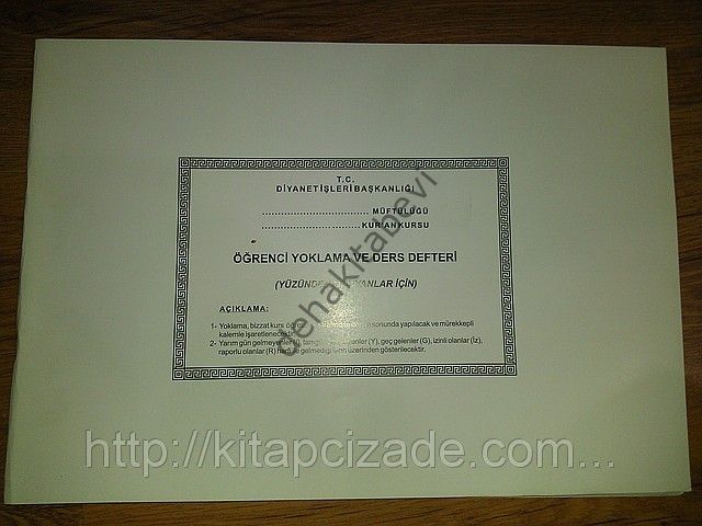 Kur'an Kursu Öğrenci Yoklama ve Ders Defteri