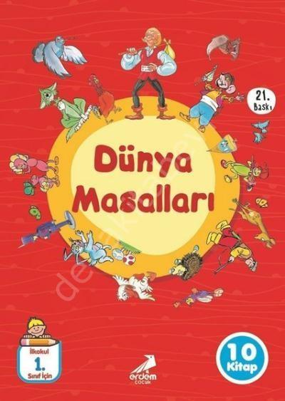 1. Sınıflar İçin Dünya Masalları Dizisi Düz Yazılı -10 kitap, Erdem Çocuk